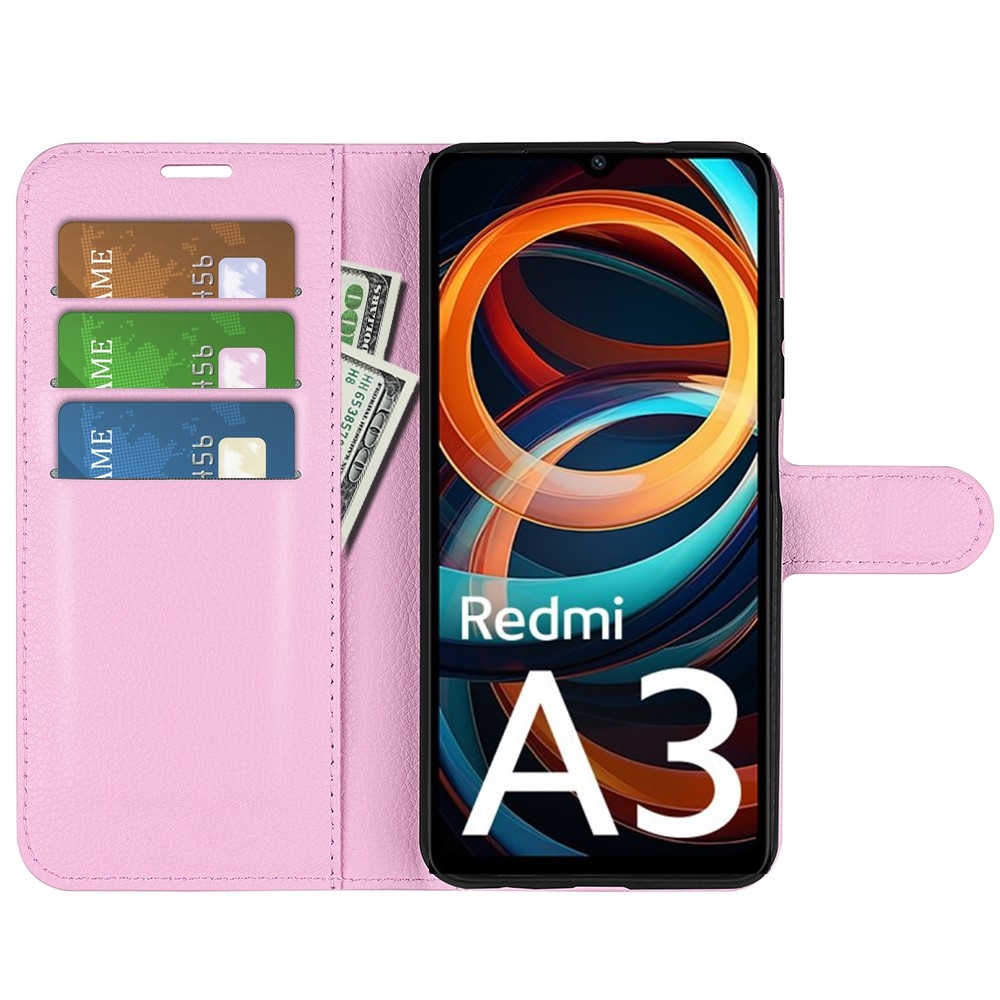 Litchi könyv tok Xiaomi Redmi A3-hoz - rózsaszín