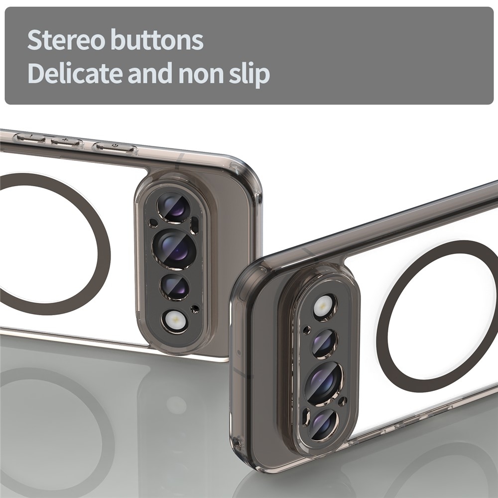Átlátszó, merev hátlapos és MagSafe-kompatibilis gél tok a Google Pixel 11-hez – fekete