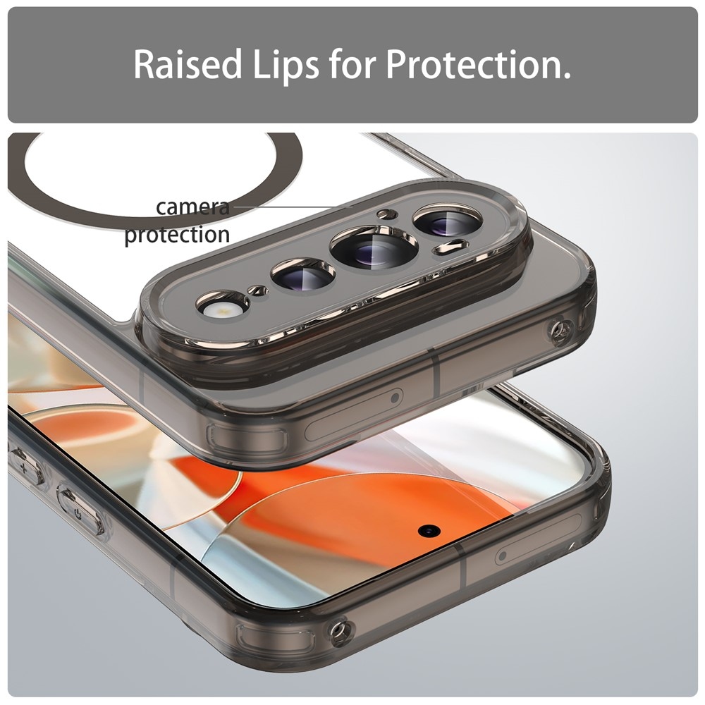 Átlátszó, merev hátlapos gél tok MagSafe-kompatibilis a Google Pixel 11 Pro-hoz – fekete