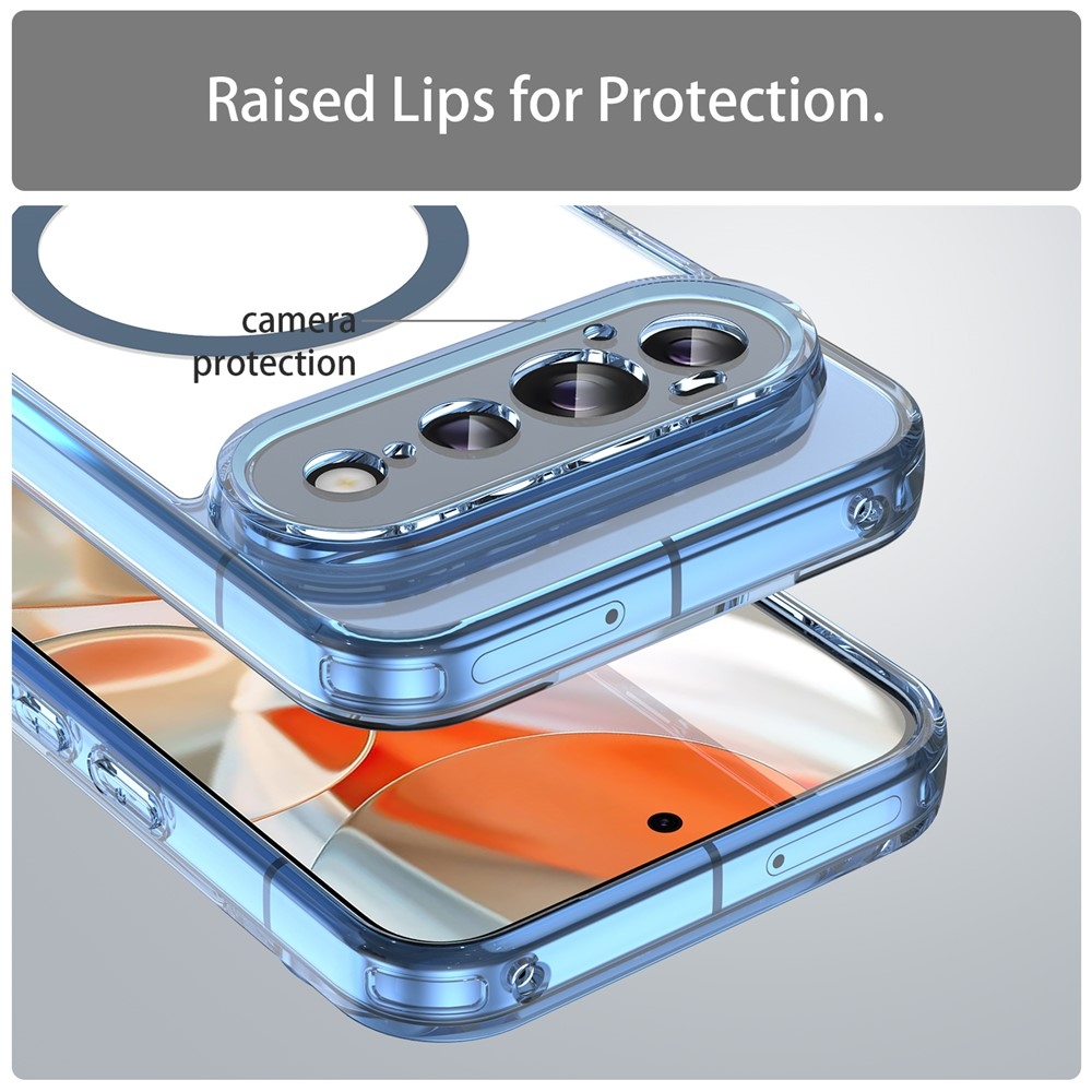 Átlátszó, merev hátlapos gél tok MagSafe-kompatibilis Google Pixel 11 Pro-hoz – kék