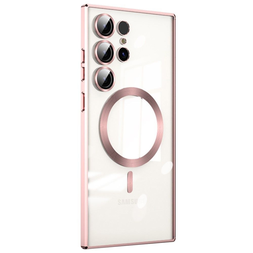 Átlátszó tok kameravédelemmel és MagSafe támogatással Samsung Galaxy S23 Ultra készülékhez - rózsaarany színben