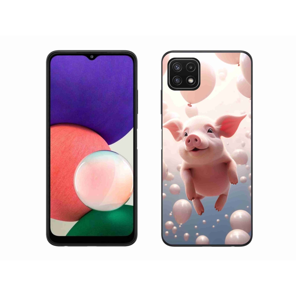 Gél borítás mmCase Samsung Galaxy A22 5G - malac lufikkal - Samsung Galaxy A22 5G - gél borítás mmCase