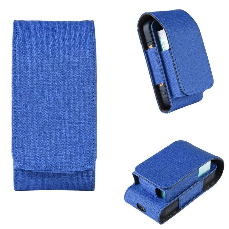 Vászon PU bőr tok az IQOS 2.4 készülékhez - kék