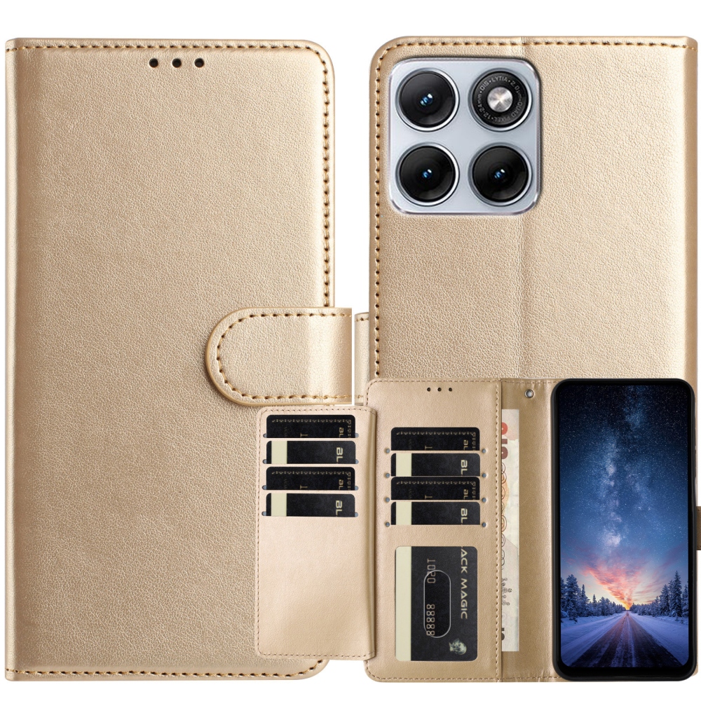 Könyvtáska a Motorola Edge 70 Fusion 5G készülékhez - arany színben