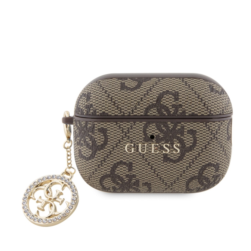 Guess 4G Script PC/PU Charm tok AirPods Pro 2 barna színű fülhallgatóhoz