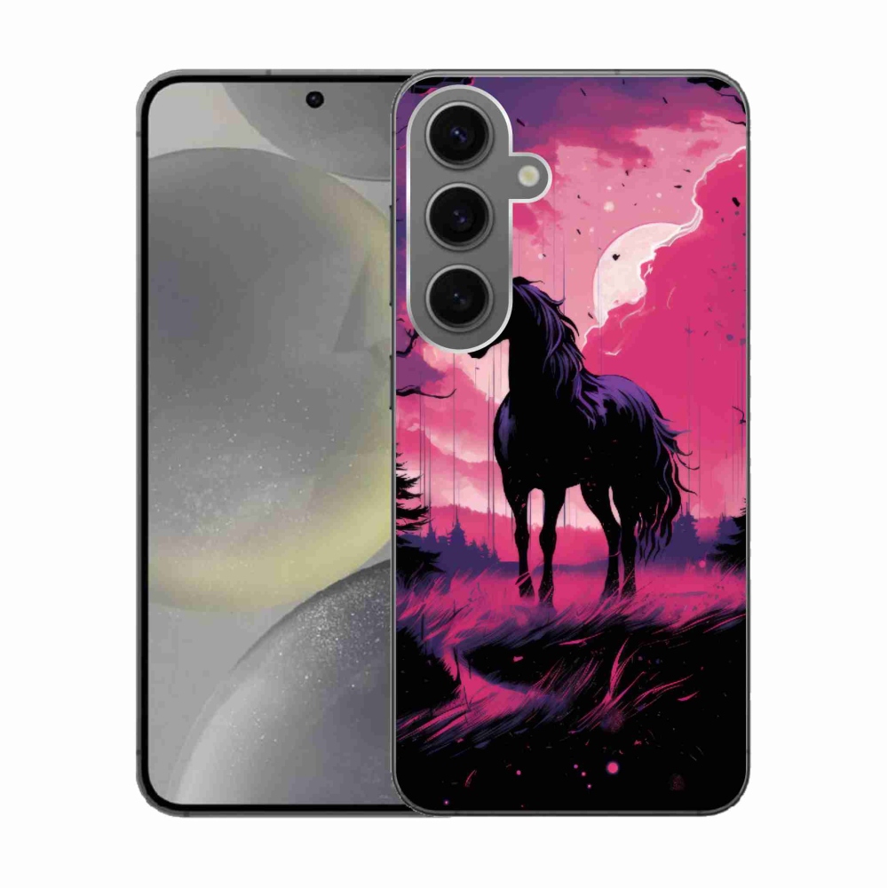 Zselés borítás mmCase Samsung Galaxy S24 - fekete rajzfilm ló 1