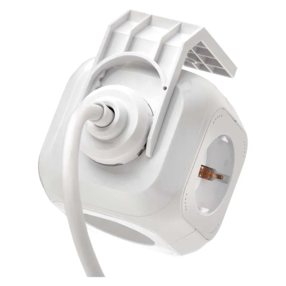 Hosszabbító kábel - kocka 1,9 m / 4 aljzat / fehér / PVC / USB-vel / 1,5 mm2