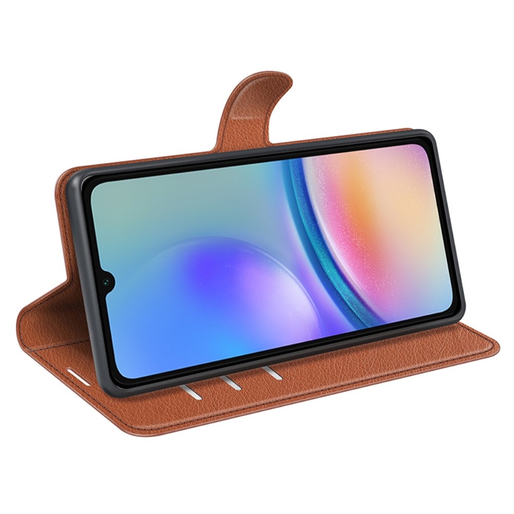 Litchi könyv tok Samsung Galaxy A05s készülékhez - barna