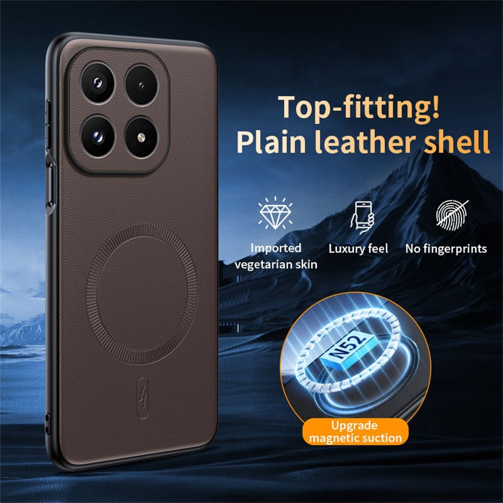 Bevont zselés tok műbőrrel és MagSafe a Xiaomi 17-hez - barna