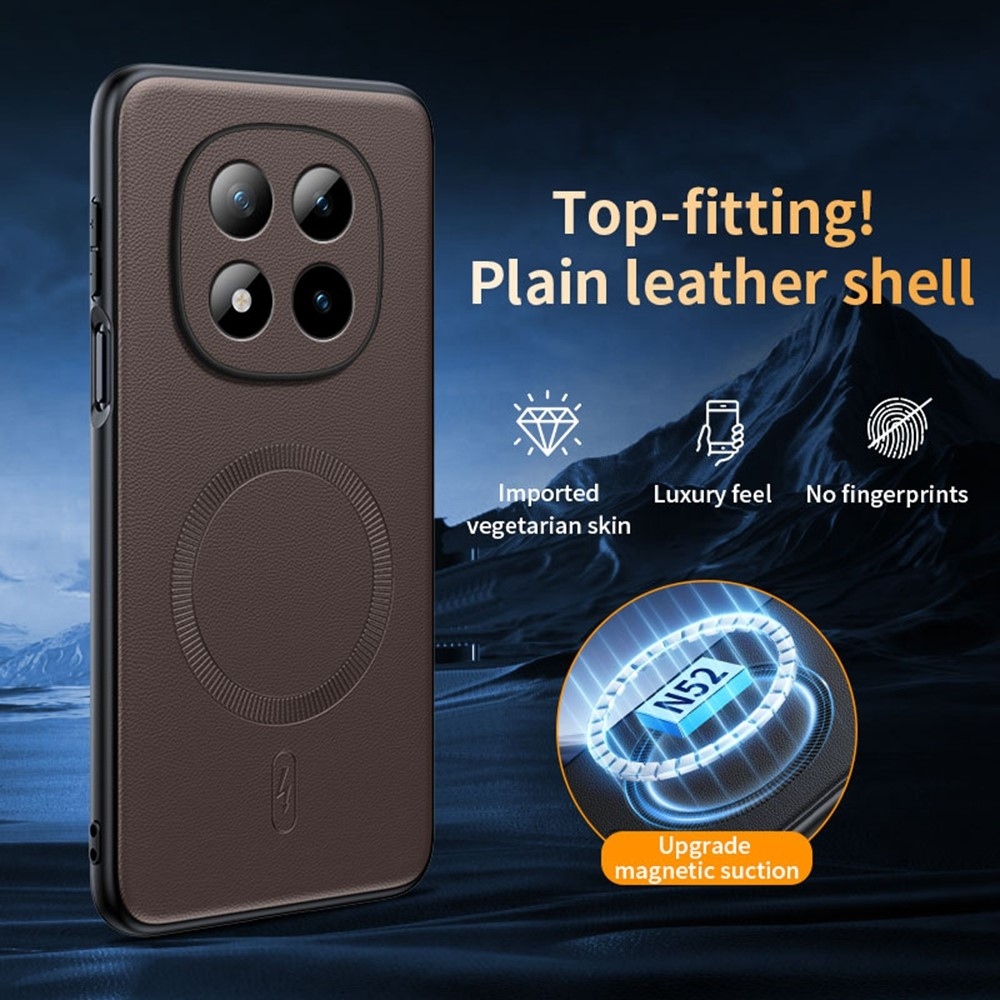 Bevont zselés tok műbőrrel és MagSafe-rel a Xiaomi Redmi Note 15 Pro+ 5G/Xiaomi Poco M8 Pro 5G számára - barna színű
