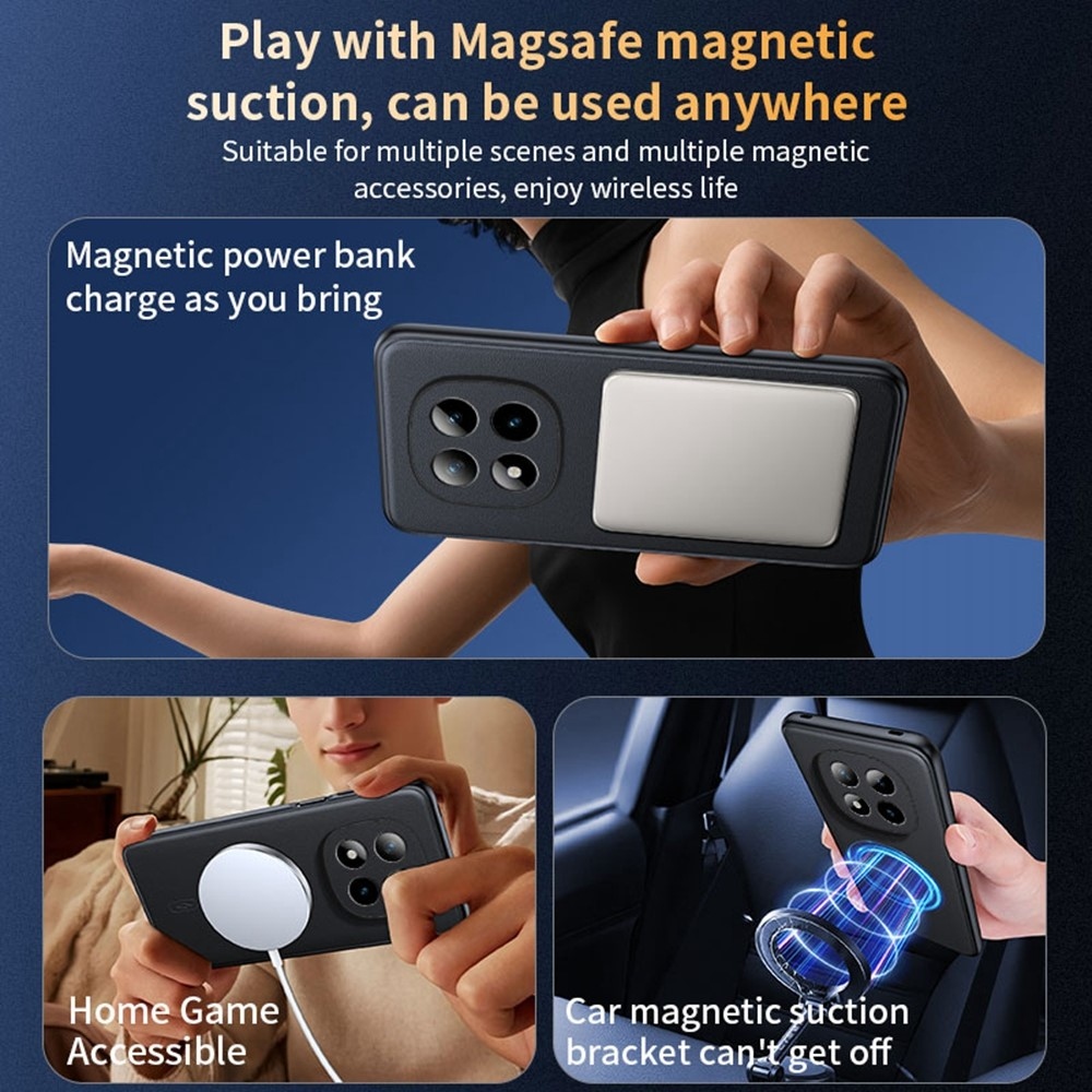 Bevonatos zselés tok műbőrrel és MagSafe a Xiaomi Redmi Note 15 Pro+ 5G/Xiaomi Poco M8 Pro 5G - szürke