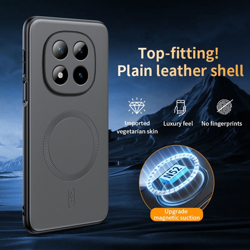 Bevonatos zselés tok műbőrrel és MagSafe a Xiaomi Redmi Note 15 Pro+ 5G/Xiaomi Poco M8 Pro 5G - szürke