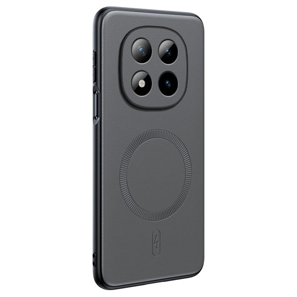 Bevonatos zselés tok műbőrrel és MagSafe a Xiaomi Redmi Note 15 Pro+ 5G/Xiaomi Poco M8 Pro 5G - szürke