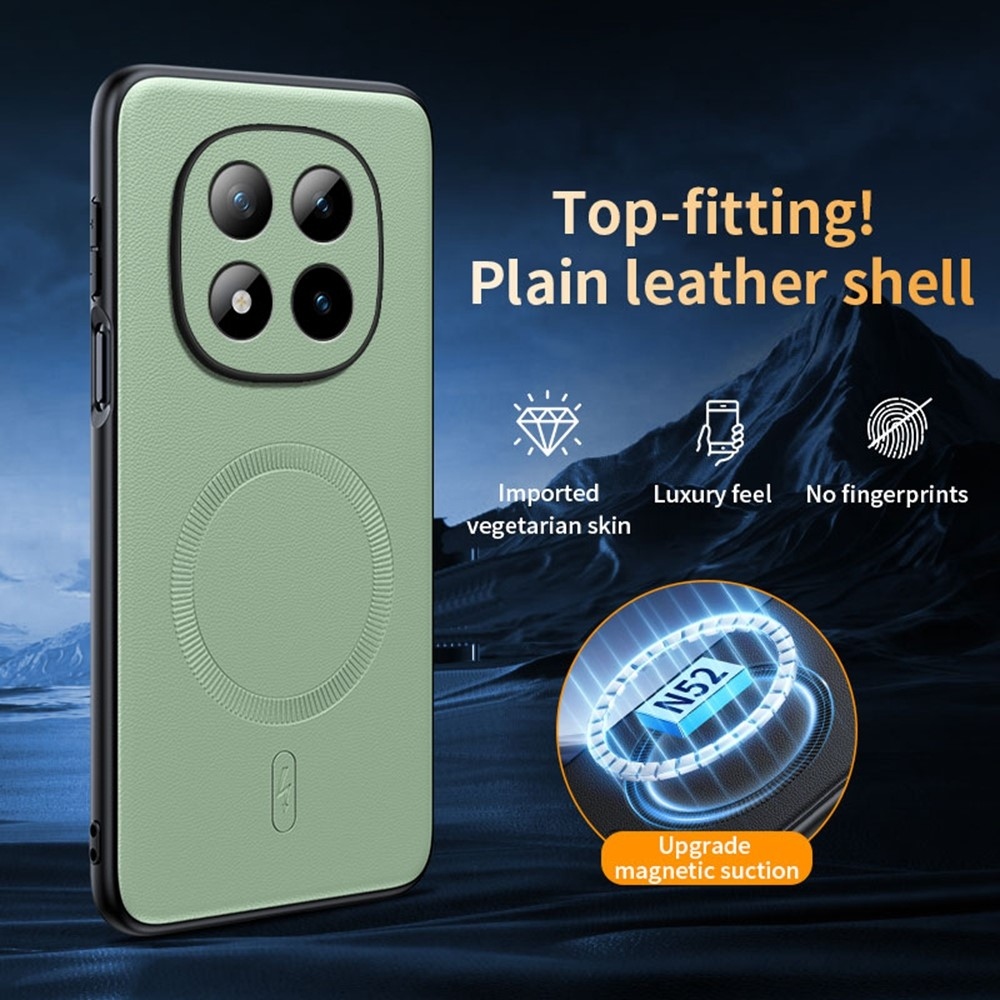 Bevonatos zselés tok műbőrrel és MagSafe a Xiaomi Redmi Note 15 Pro+ 5G/Xiaomi Poco M8 Pro 5G-n - zöld