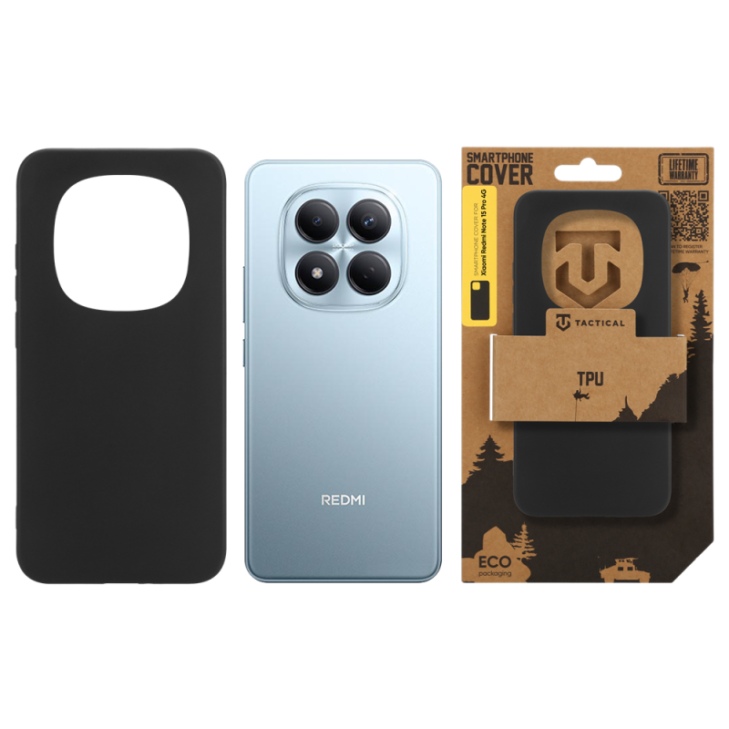 Taktikai TPU borítás a Xiaomi Redmi Note 15 Pro 4G-hez Fekete