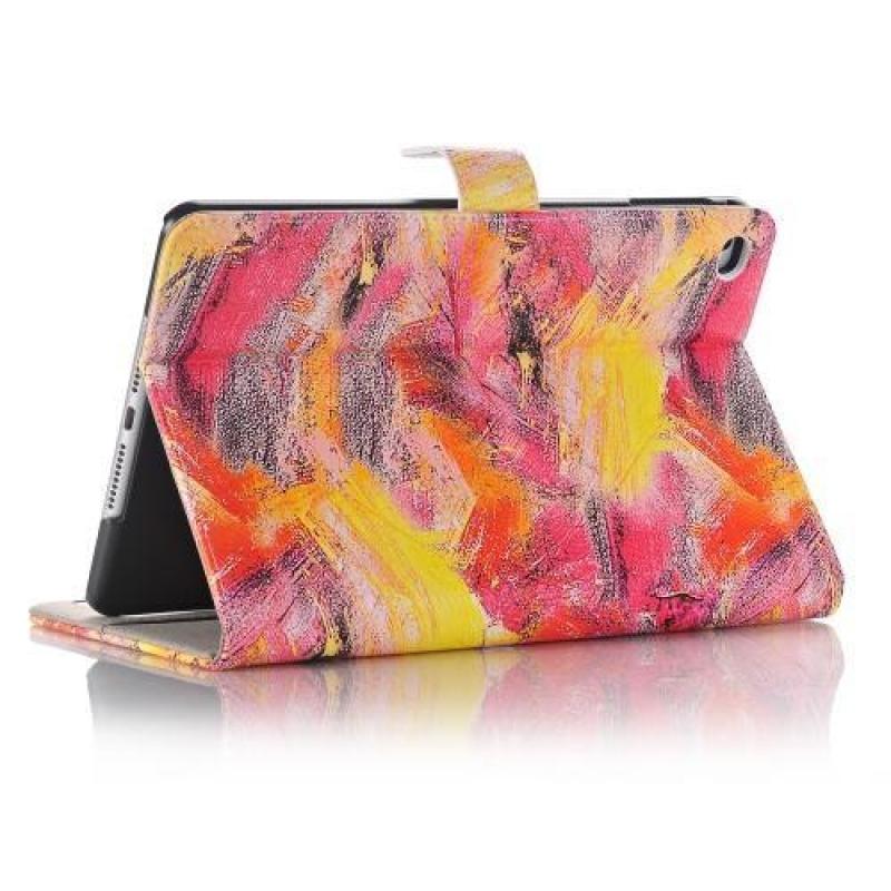 Colory PU bőr könyvtáska iPad mini 4 készülékhez - piros és sárga színben