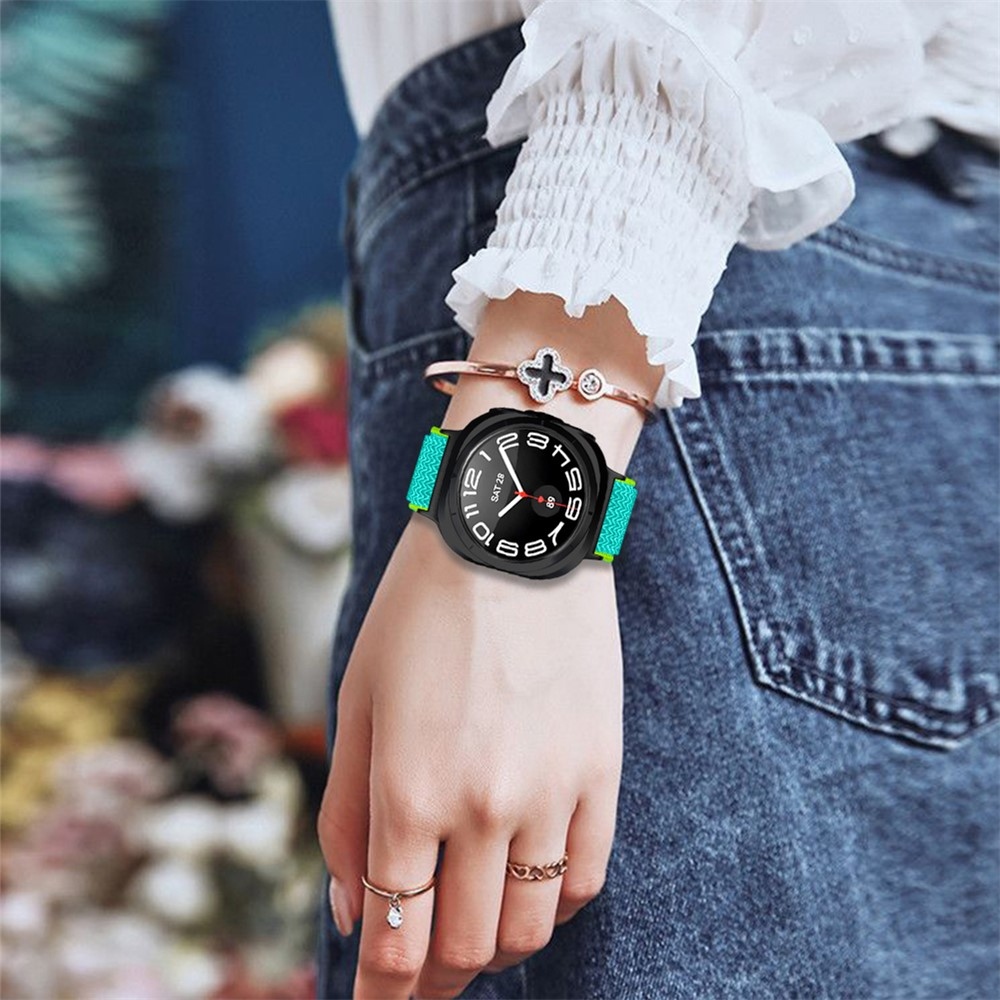 Connect nylon rugalmas szíj a Samsung Galaxy Watch8 Classic 46 mm-es/Watch8 44 mm-es/40 mm-es modellekhez – sárga/kék-zöld