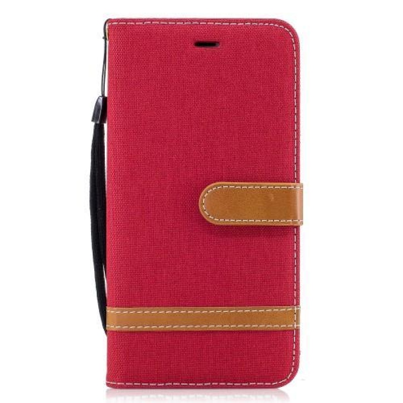 Contra PU bőr/textil tok iPhone 8 Plus és 7 Plus készülékhez - piros színben