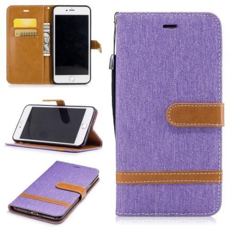 Contra PU bőr/textiltok tok iPhone 8 Plus és 7 Plus készülékhez - lila