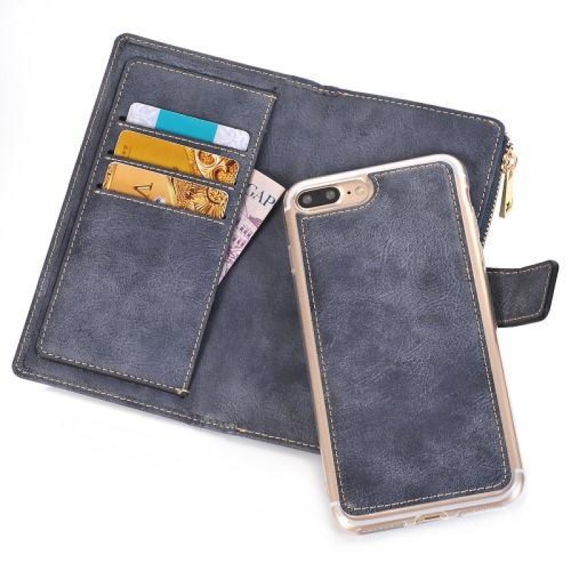 Convert PU bőr tok levehető markolattal iPhone 8 Plus és 7 Plus készülékhez - sötétkék