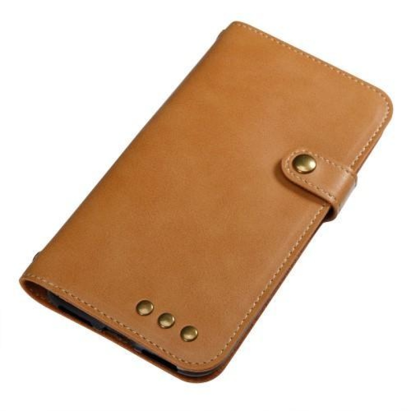 Fedél elegáns PU bőr tok iPhone X készülékhez - világosbarna színben