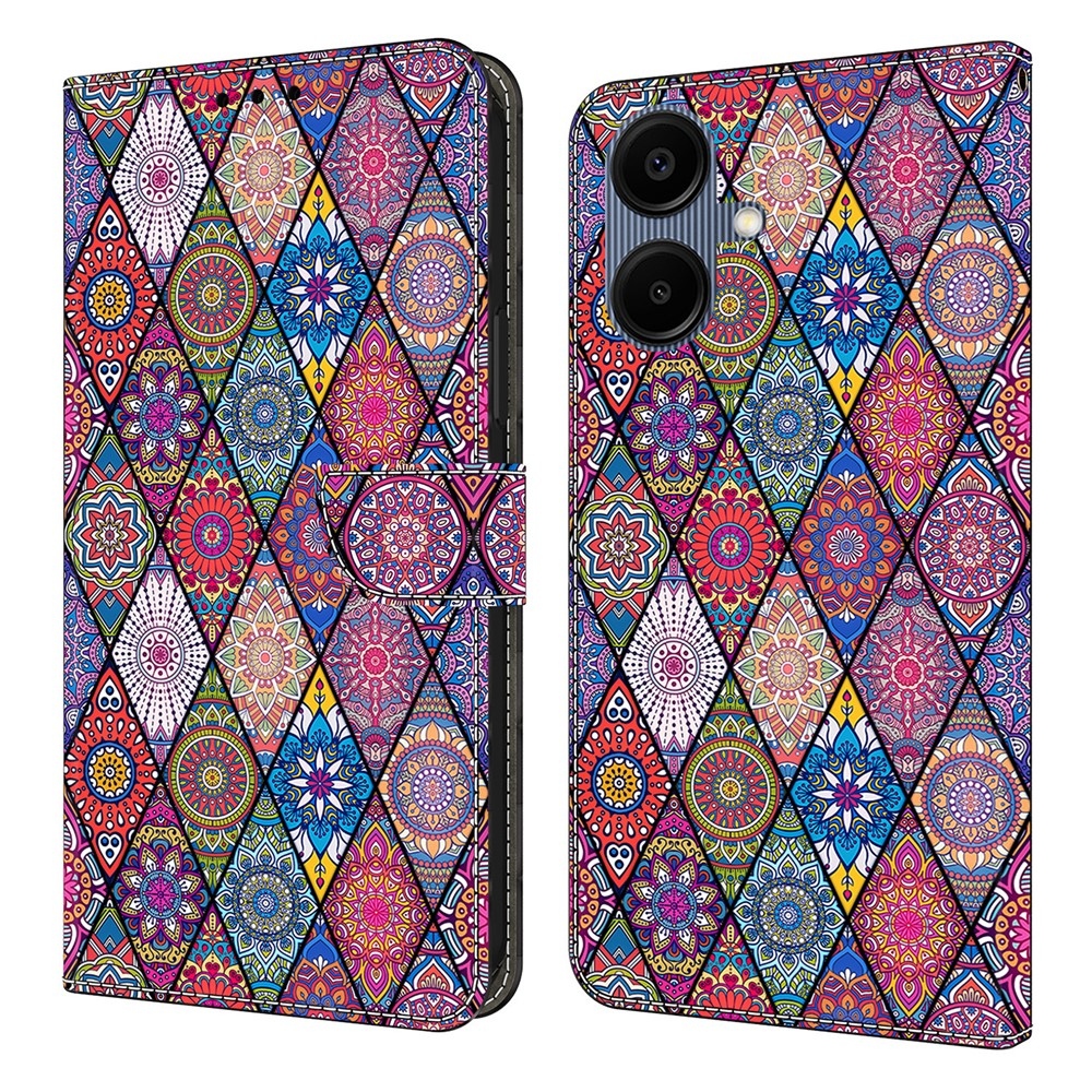 Sima könyves tok Samsung Galaxy A07 4G - színes mintákkal