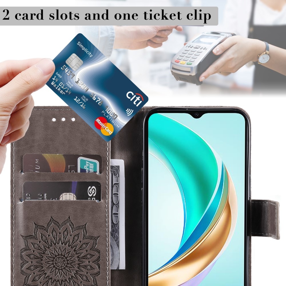 Napraforgó könyvtáska Honor X6b készülékhez - szürke