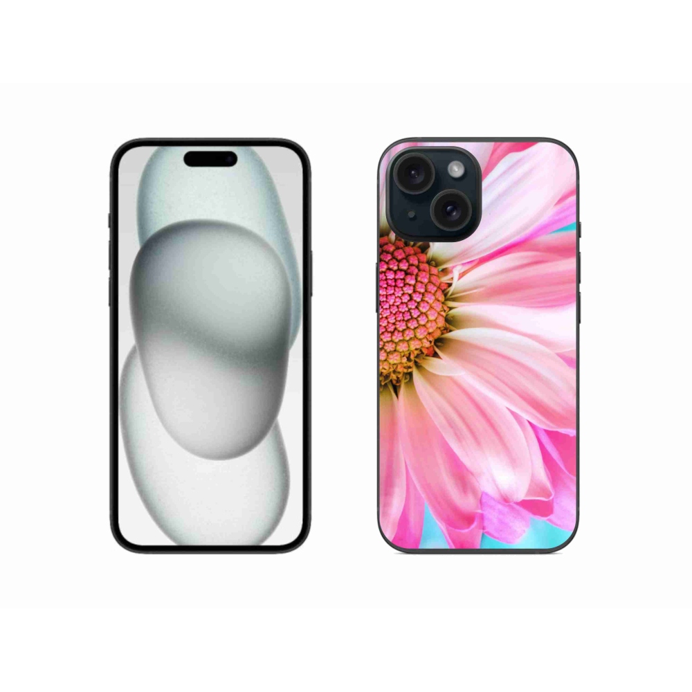 Gél védőhuzat mmCase iPhone 15 készülékhez - rózsaszín virág