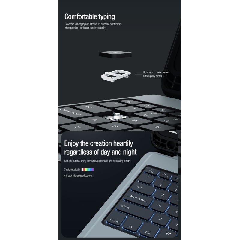 Nillkin Bumper Combo billentyűzet tok (háttérvilágításos verzió) Samsung Tab S9+ fekete színűhöz