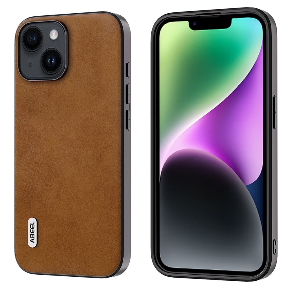 ABEEL zselés tok kemény hátlappal iPhone 15 készülékhez - barna