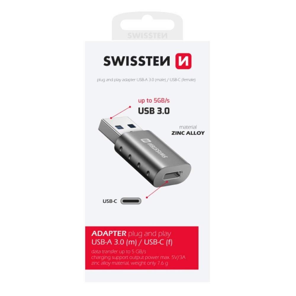 Swissten USB-A (m)/USB-C (f) adapter