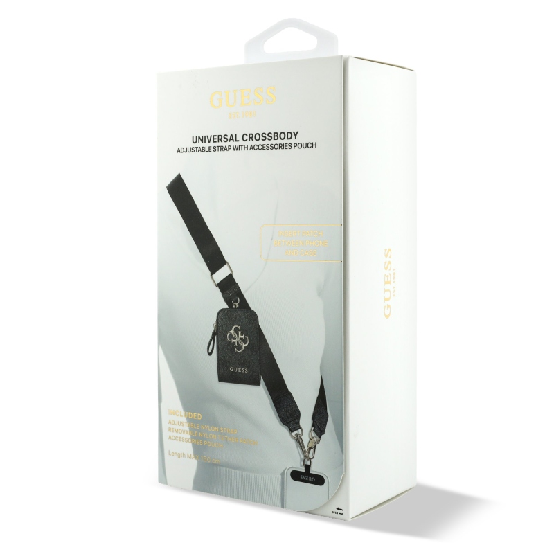 Guess Crossbody Strap PU 4G fém logó + pénztárca fekete