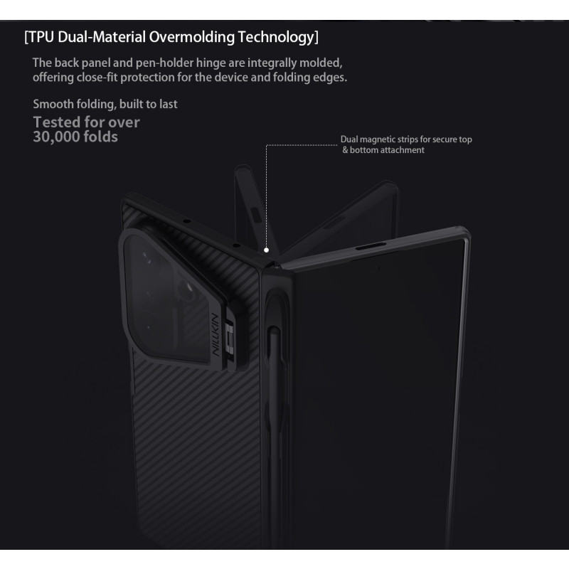 Nillkin CamShield Prop mágneses tolltartóval (átlátszó lencse) hátsó tok a Samsung Galaxy Z Fold 8-hoz, Ultra Black