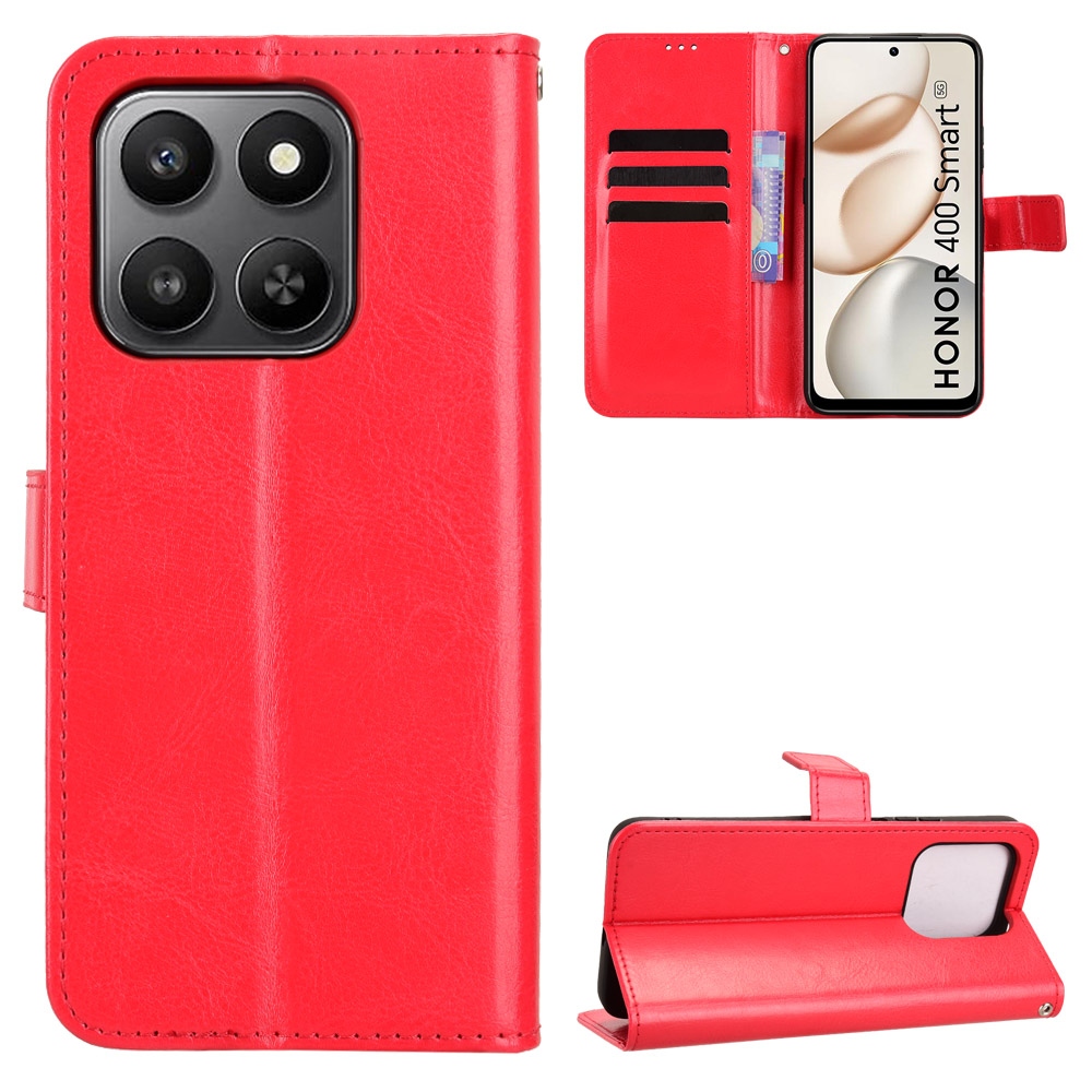 Őrült könyvtáska a Honor 400 Smart 5G/4G/Honor X7d-hez - piros színű