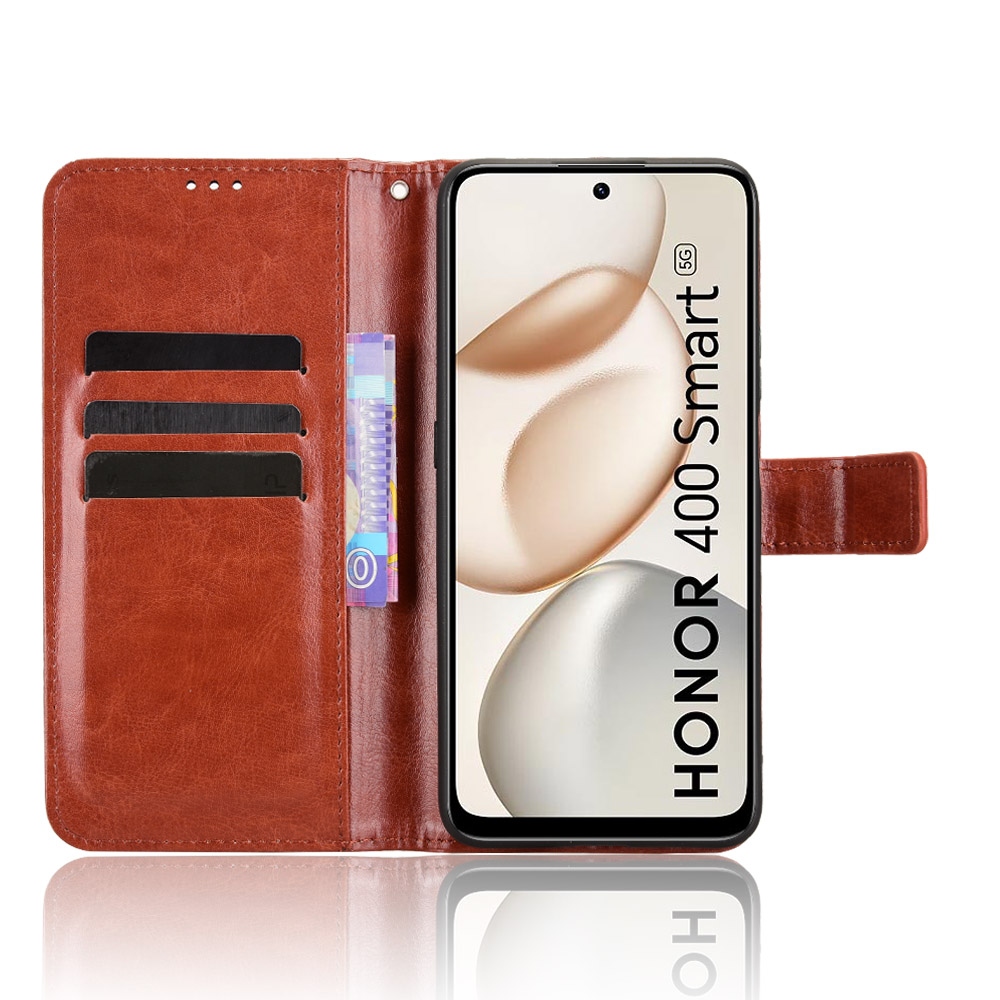 Őrült könyvtáska a Honor 400 Smart 5G/4G/Honor X7d számára - barna színű