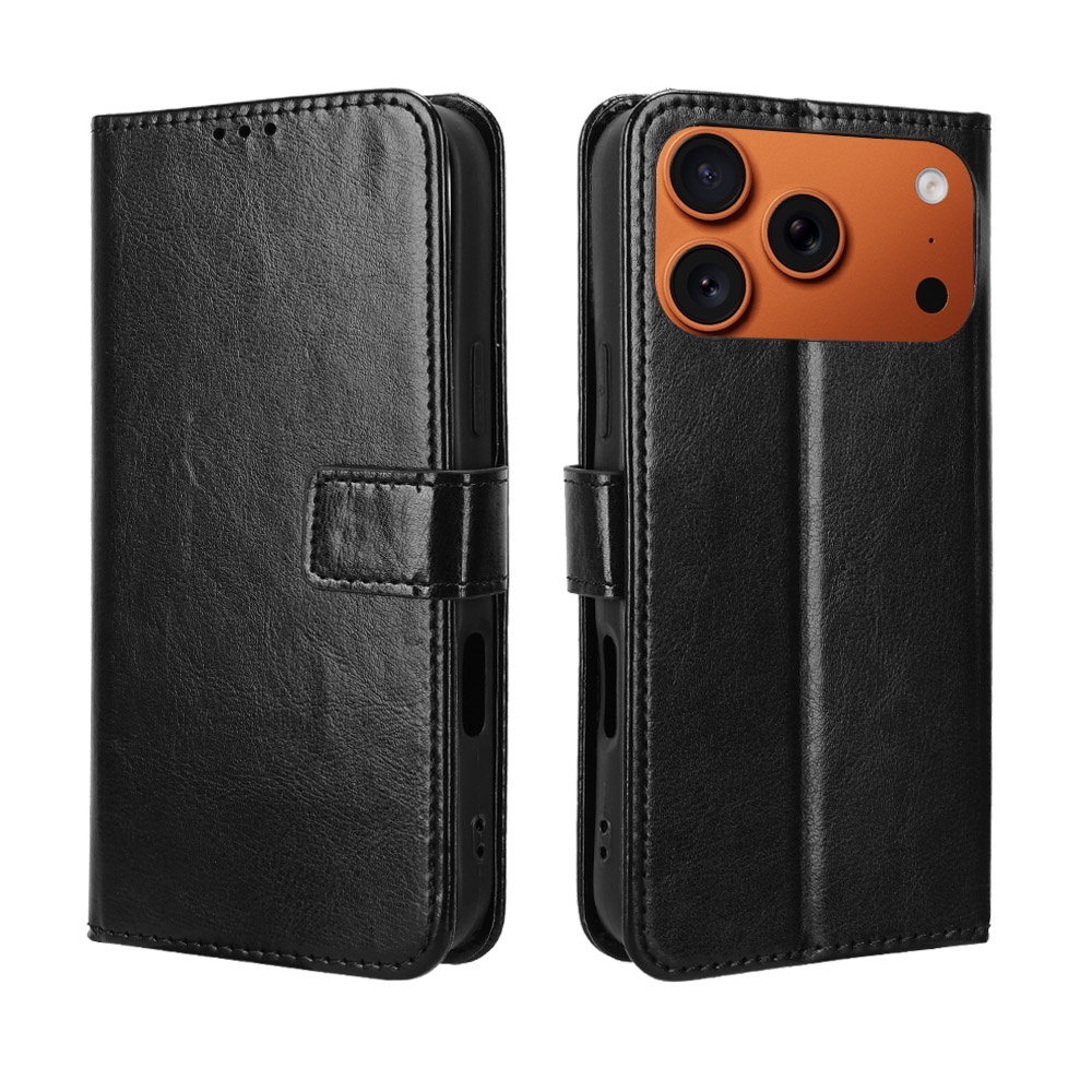 Crazy könyvformájú tok iPhone 18 Pro Max/17 Pro Max-hoz – fekete