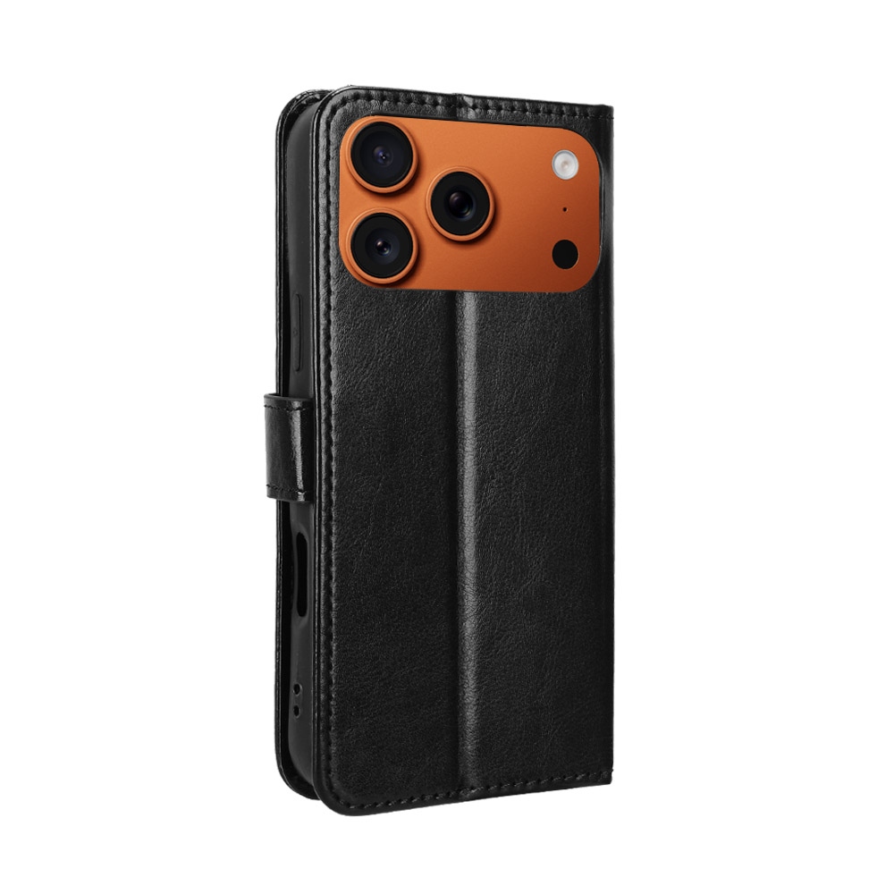 Crazy könyvformájú tok iPhone 18 Pro Max/17 Pro Max-hoz – fekete