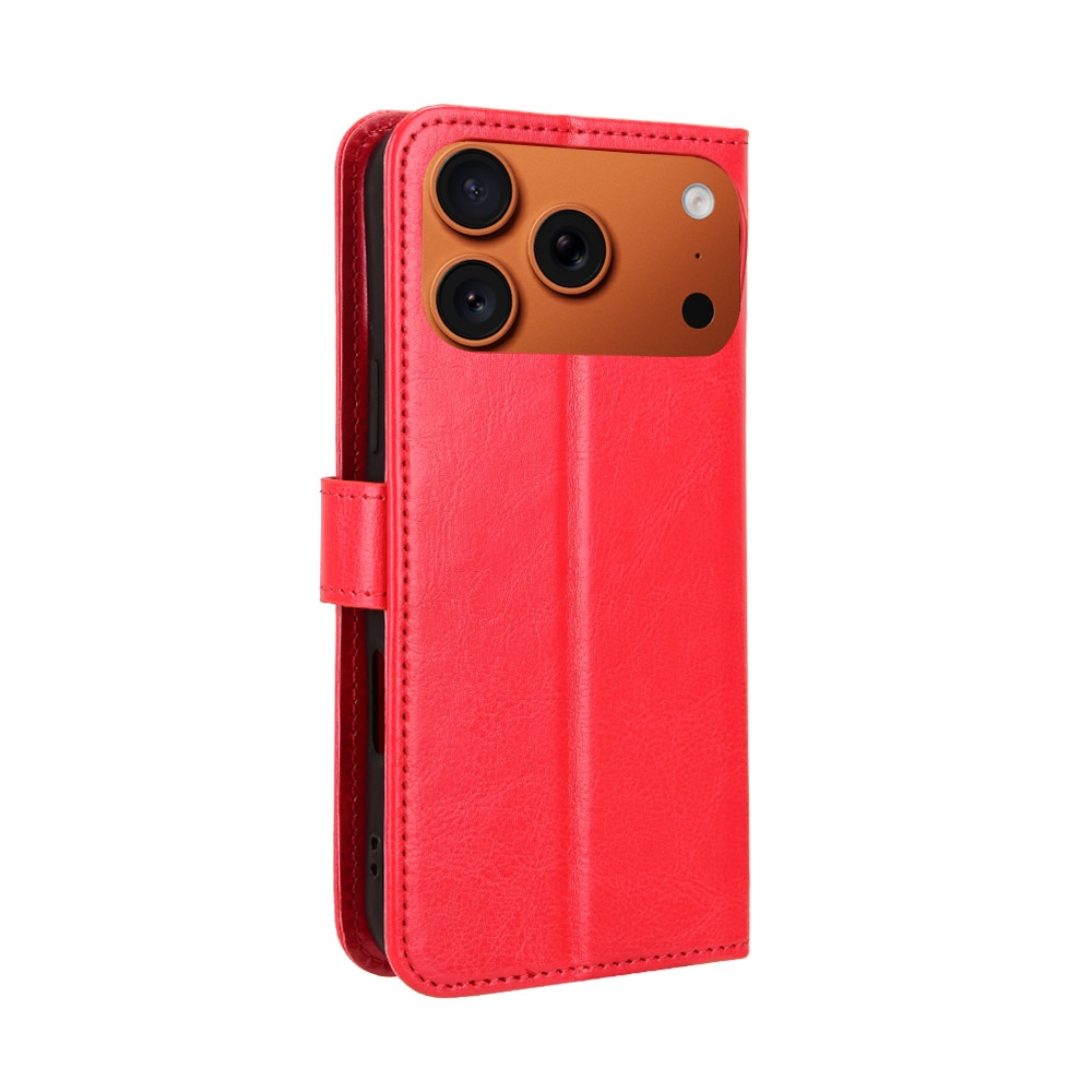 Crazy könyvformájú tok iPhone 18 Pro Max/17 Pro Max-hoz – piros