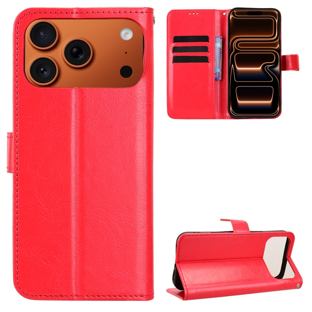 Crazy könyvformájú tok iPhone 18 Pro Max/17 Pro Max-hoz – piros