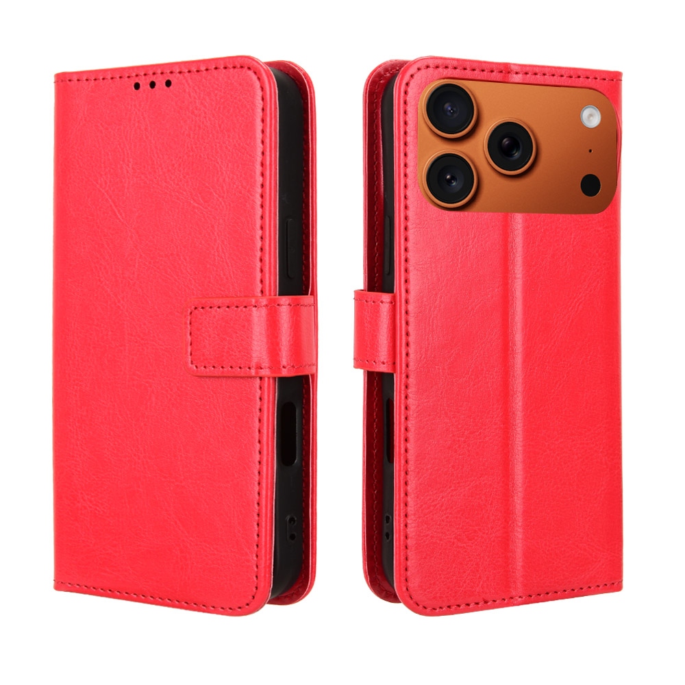 Crazy könyvformájú tok iPhone 18 Pro Max/17 Pro Max-hoz – piros