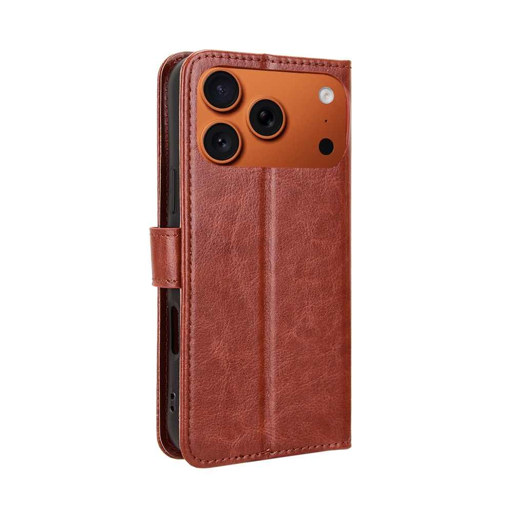 Crazy könyvformájú tok iPhone 18 Pro Max/17 Pro Max-hoz – barna