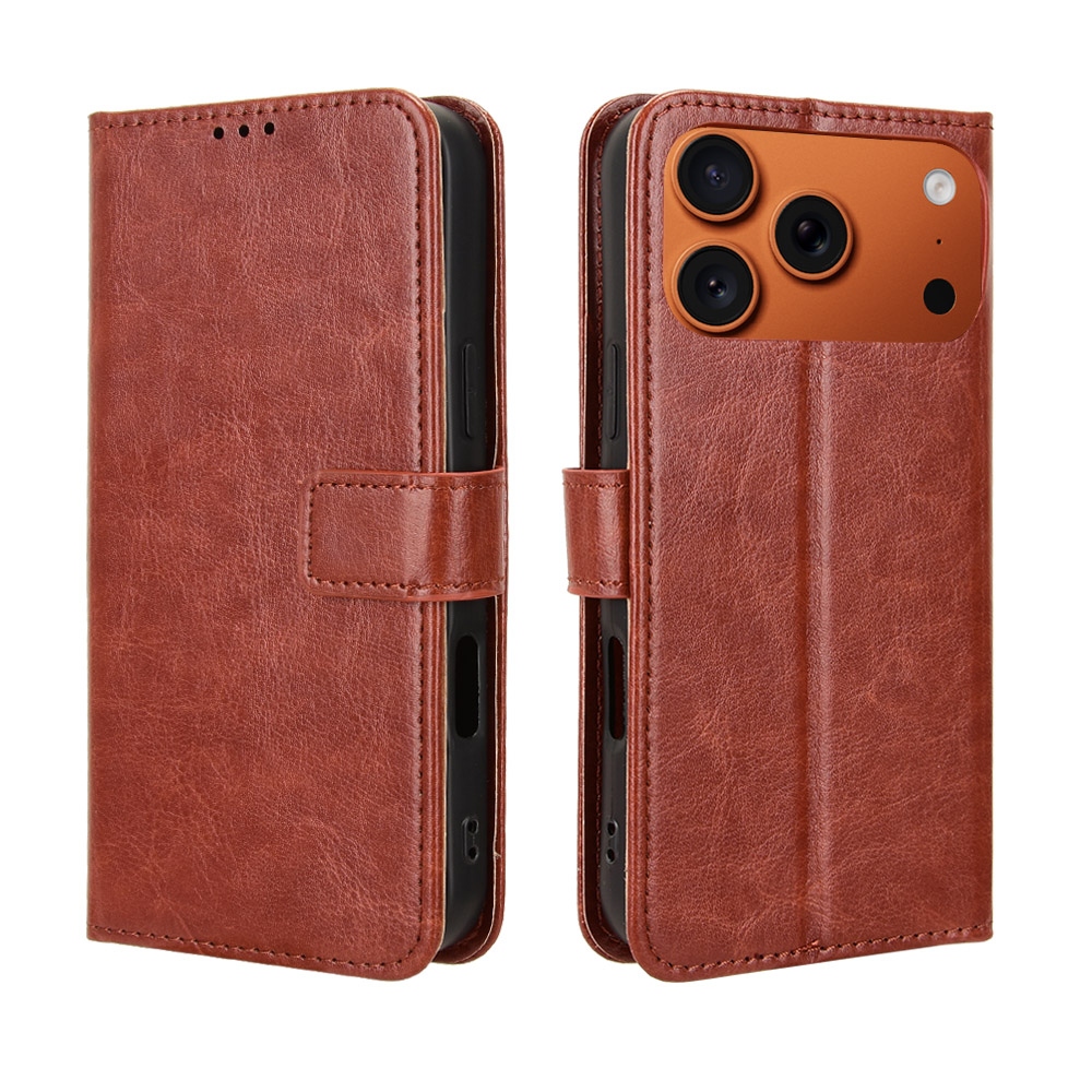 Crazy könyvformájú tok iPhone 18 Pro Max/17 Pro Max-hoz – barna
