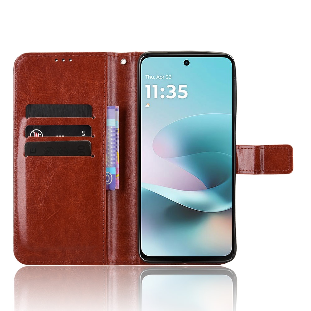 Crazy könyvformájú tok a Motorola Moto G57 Power 5G-hez – barna
