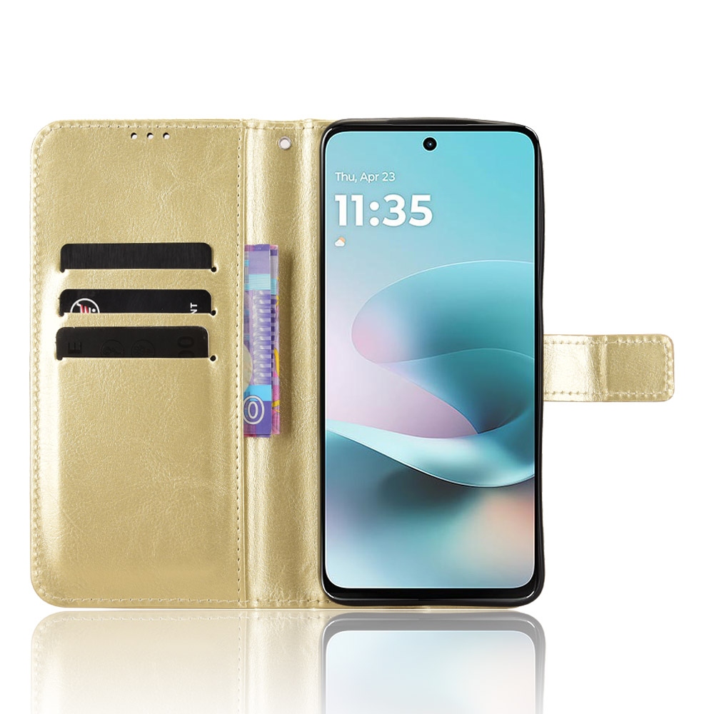 Crazy könyvformájú tok a Motorola Moto G57 Power 5G-hez – arany színű