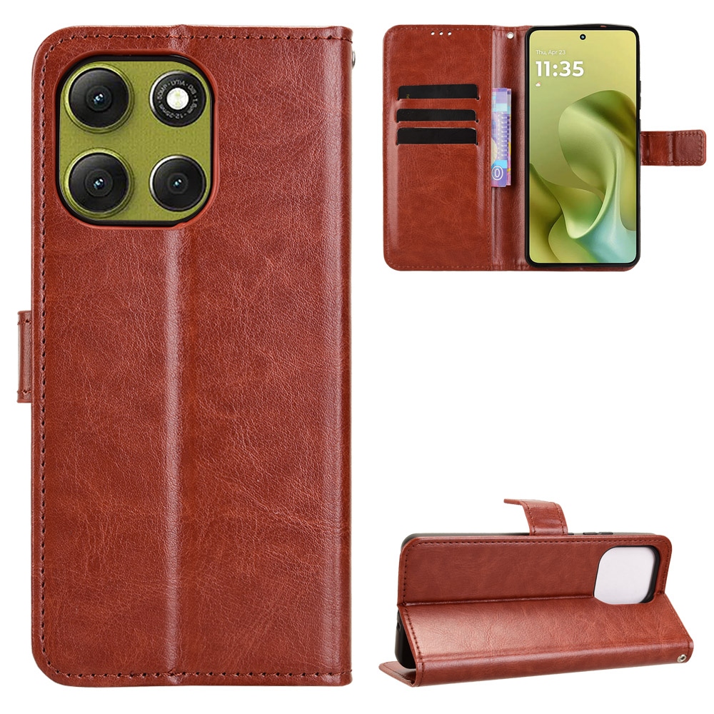 Crazy könyvformájú tok a Motorola Moto G86 Power 5G-hez – barna
