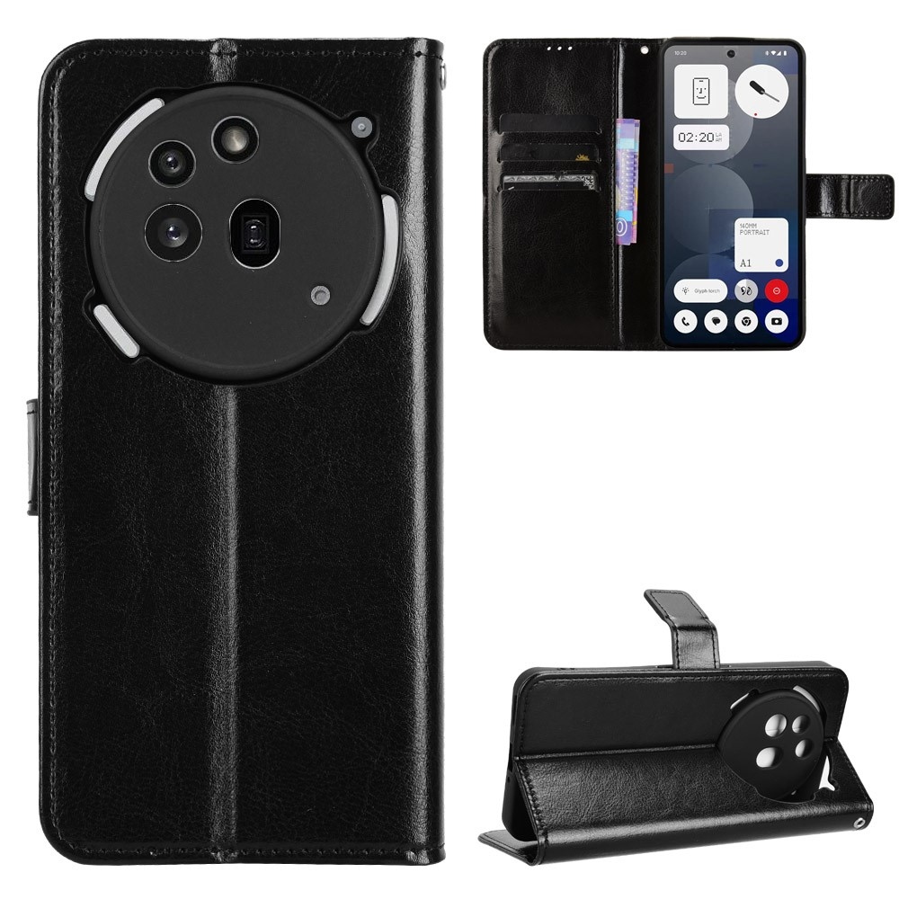 Őrült könyvtáska Nothing Phone (3a) Pro készülékhez - fekete