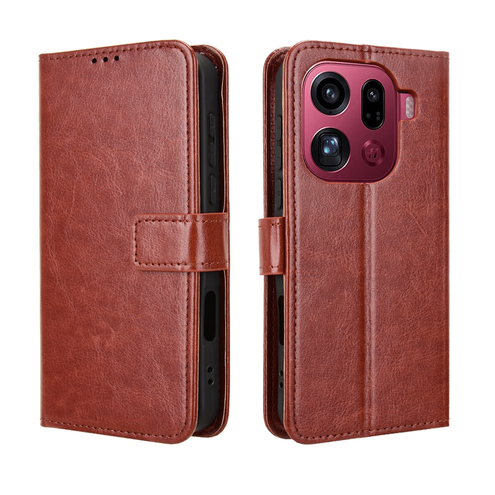 Őrült könyv tok az Oppo Find X9 Pro 5G számára - barna színben