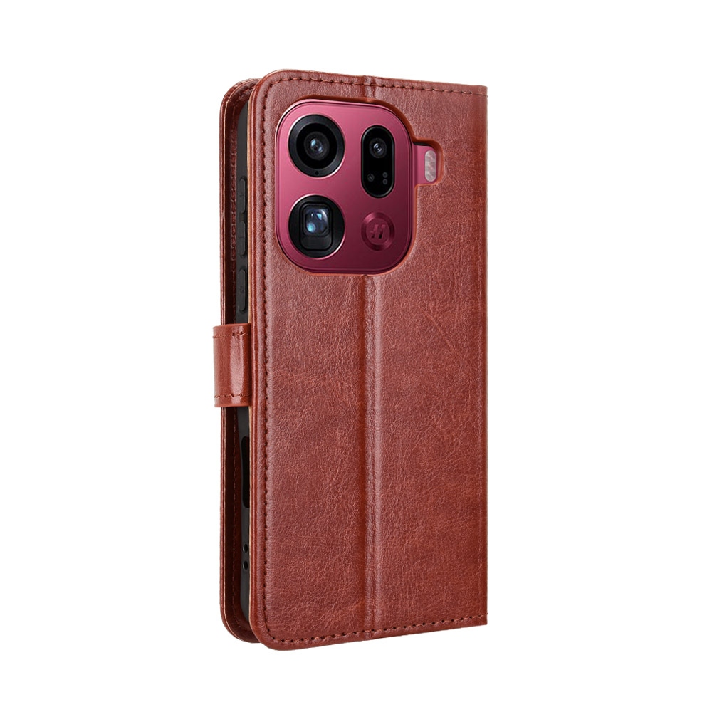 Őrült könyv tok az Oppo Find X9 Pro 5G számára - barna színben