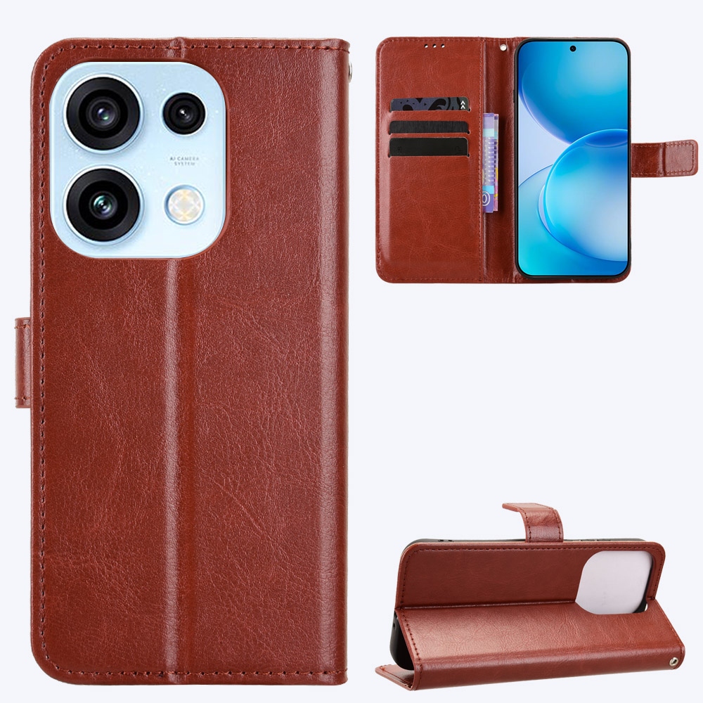 Crazy könyvformájú tok az Oppo Reno 16 Pro 5G/Oppo Reno 16 5G készülékekhez – barna