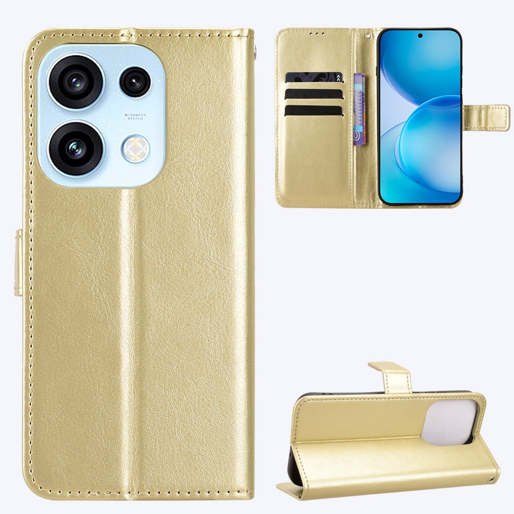 Crazy könyvszerű tok az Oppo Reno 16 Pro 5G/Oppo Reno 16 5G készülékhez – arany színű